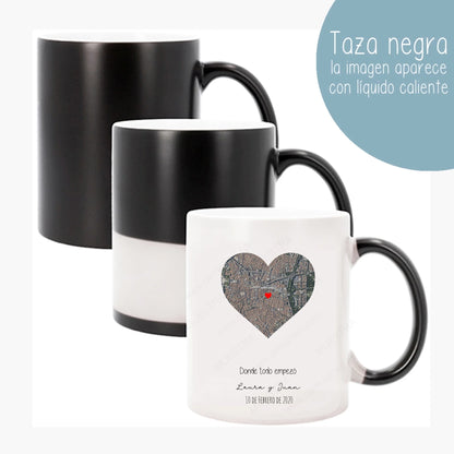 taza magica personalizada enamorados gps