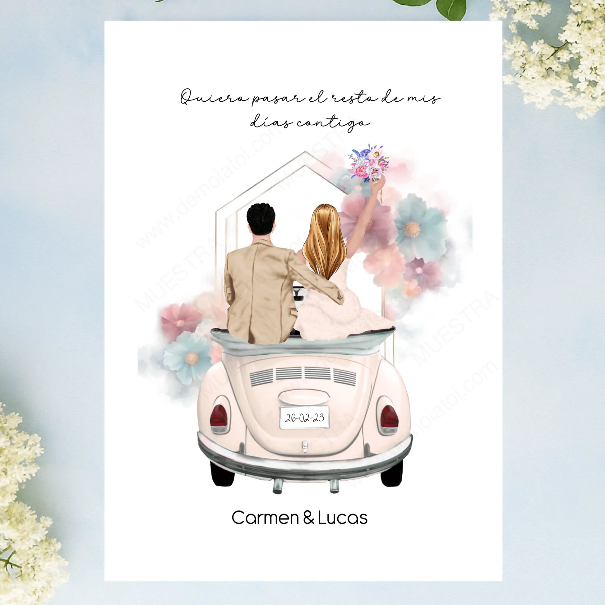 Lámina personalizada como regalo de novios de boda