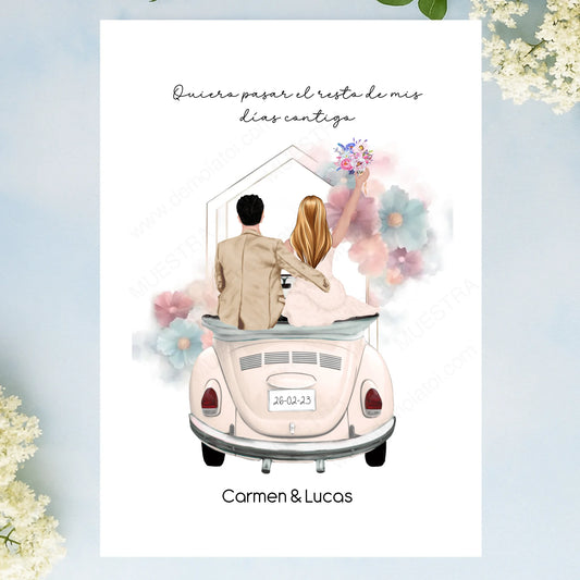 Lámina personalizada como regalo de novios de boda