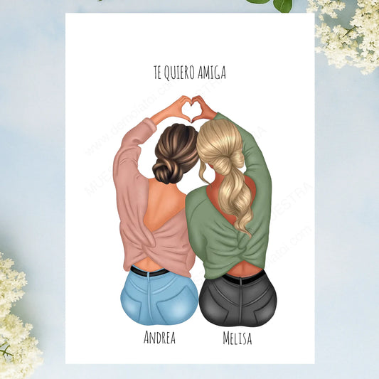 Lámina personalizada mejores amigas corazón