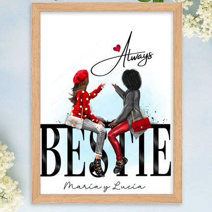 Cuadro personalizado regalo original mejores amigas modernas