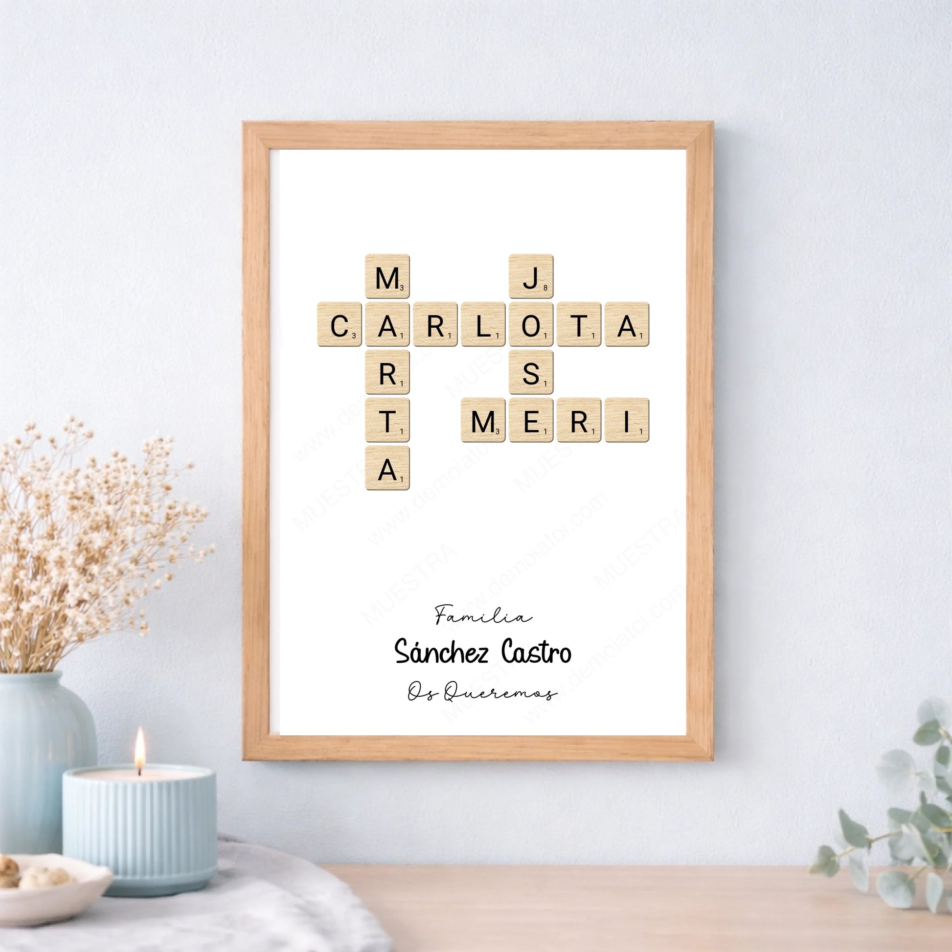Cuadro personalizado como regalo original de boda con nombres y dedicatoria