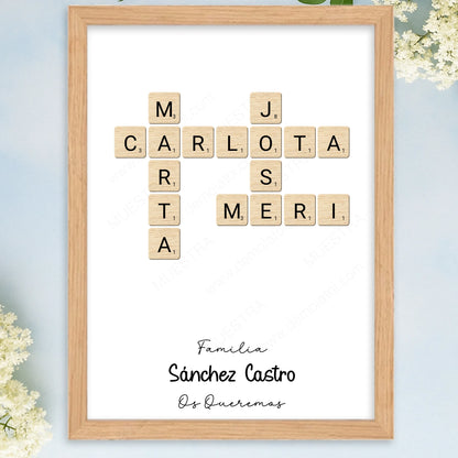 Cuadro personalizado como regalo original con juego de nombres y dedicatoria
