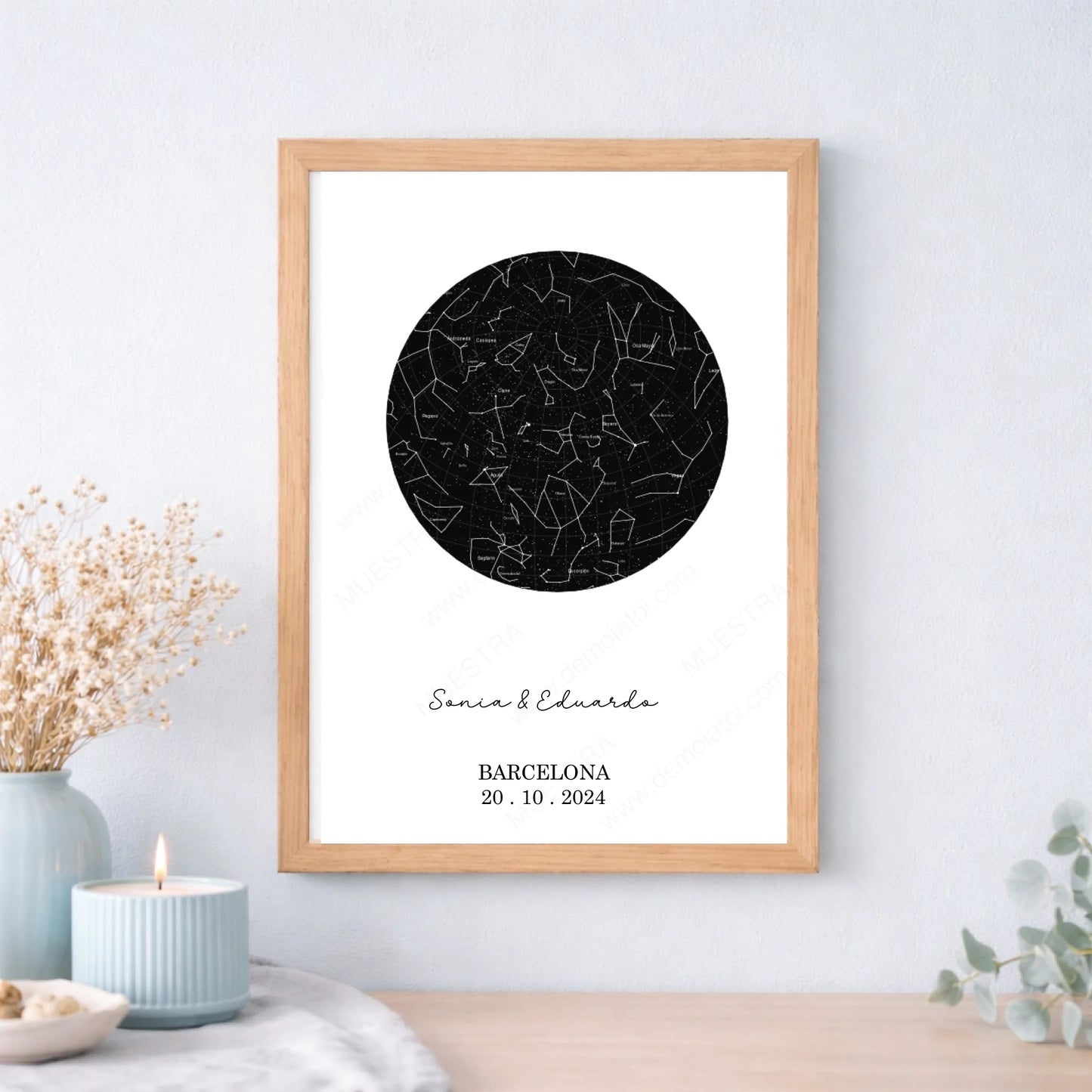 Cuadro personalizado como regalo original cumpleaños y naicmientos con estrellas