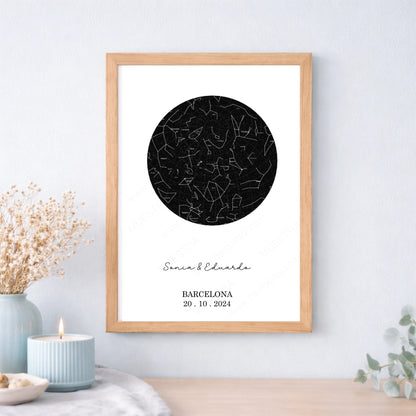 Cuadro personalizado como regalo original cumpleaños y naicmientos con estrellas