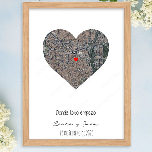 Cuadro personalizado grande ubicación romántica donde todo empezó