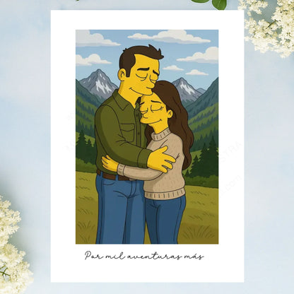 Lámina personalizada grande como regalo original con ilustración simpsons personalizada
