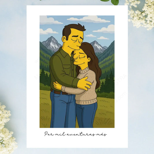 Lámina personalizada grande como regalo original con ilustración simpsons personalizada