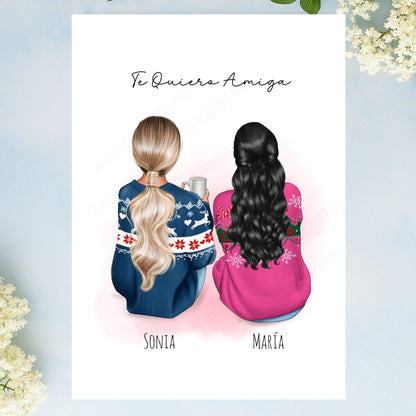 Lámina personalizada ilustración amigas