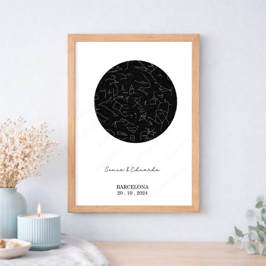 Cuadro personalizado con mapa estelar – Regalo con fecha y nombre