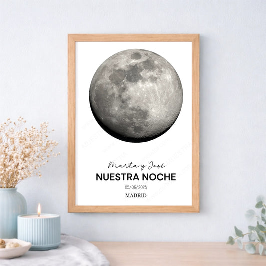 Cuadro o lámina personalizada fase lunar – Regalo con fecha y nombre