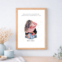 Lámina o cuadro personalizado pareja abrazados – Regalo romántico con ilustración y nombre