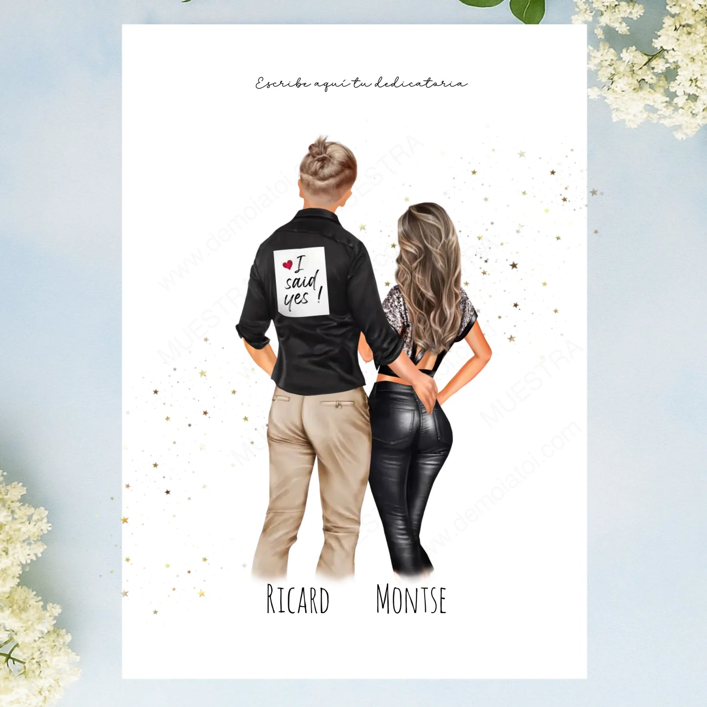 Lámina personalizada grande novios boda