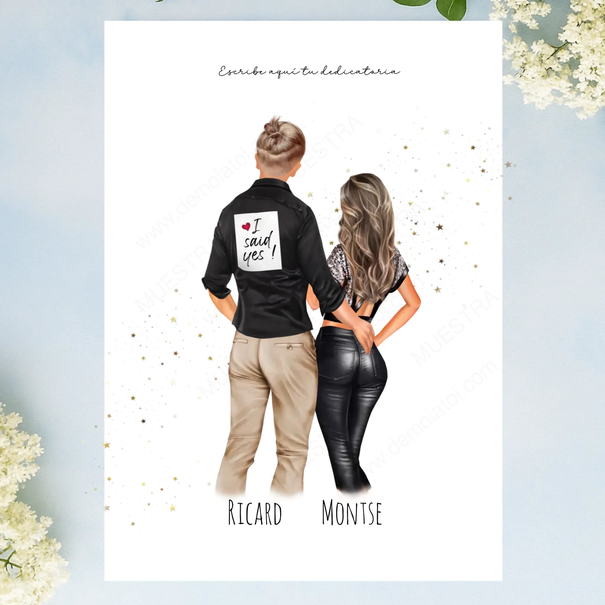 Lámina personalizada grande novios boda