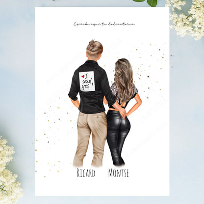 Lámina personalizada grande novios boda