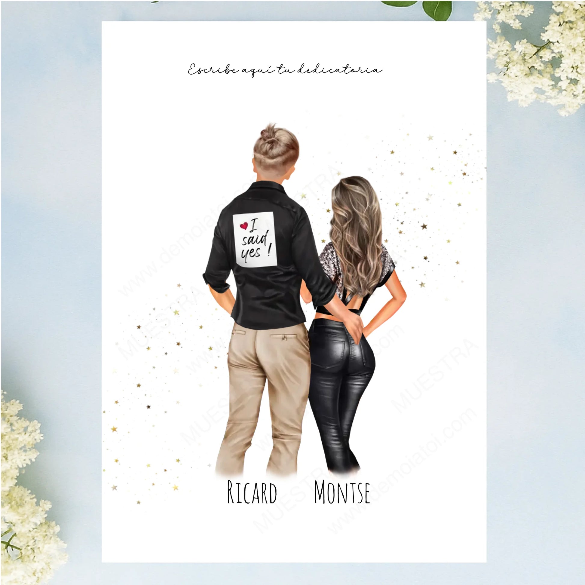 Lámina ilustración personalizada parejas