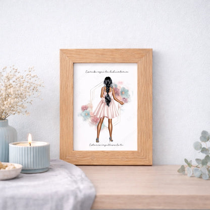 Regalo con ilustración de madre con hijos