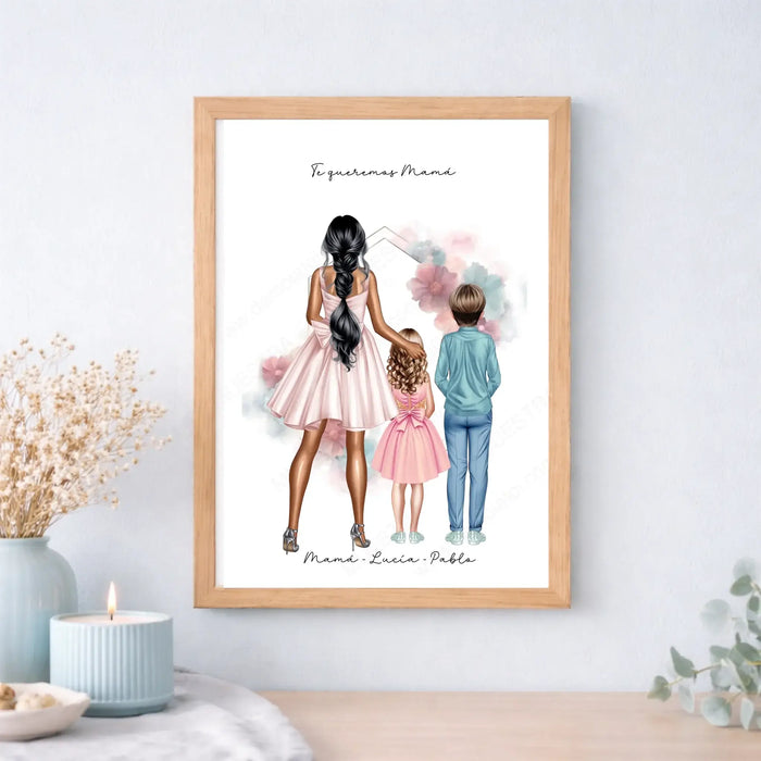 Ilustración personalizada para madre y madrina | Regalo original y emotivo