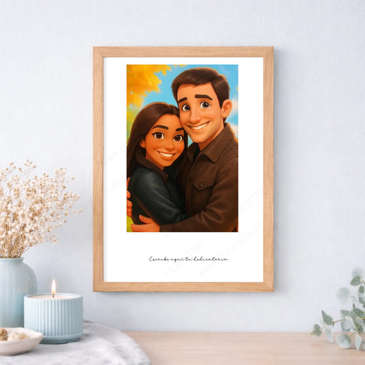 Cuadro o taza personalizada caricatura estilo dibujo animado desde foto – Ilustración personalizada