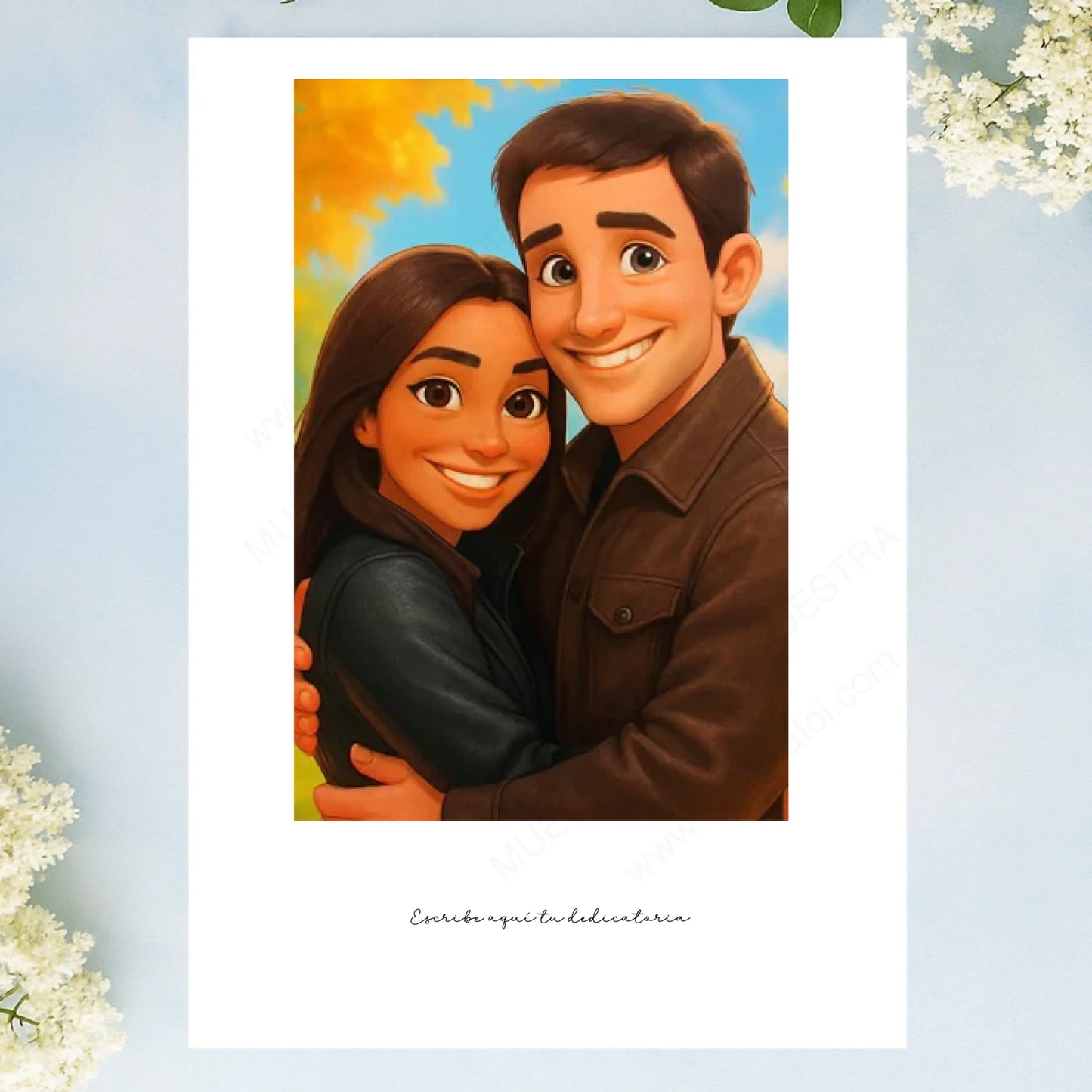Lámina personalizada con ilustración pixar personalizada y dedicatoria como regalo original