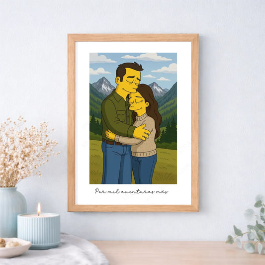 Cuadro personalizado caricatura estilo Simpson desde foto – Ilustración personalizada