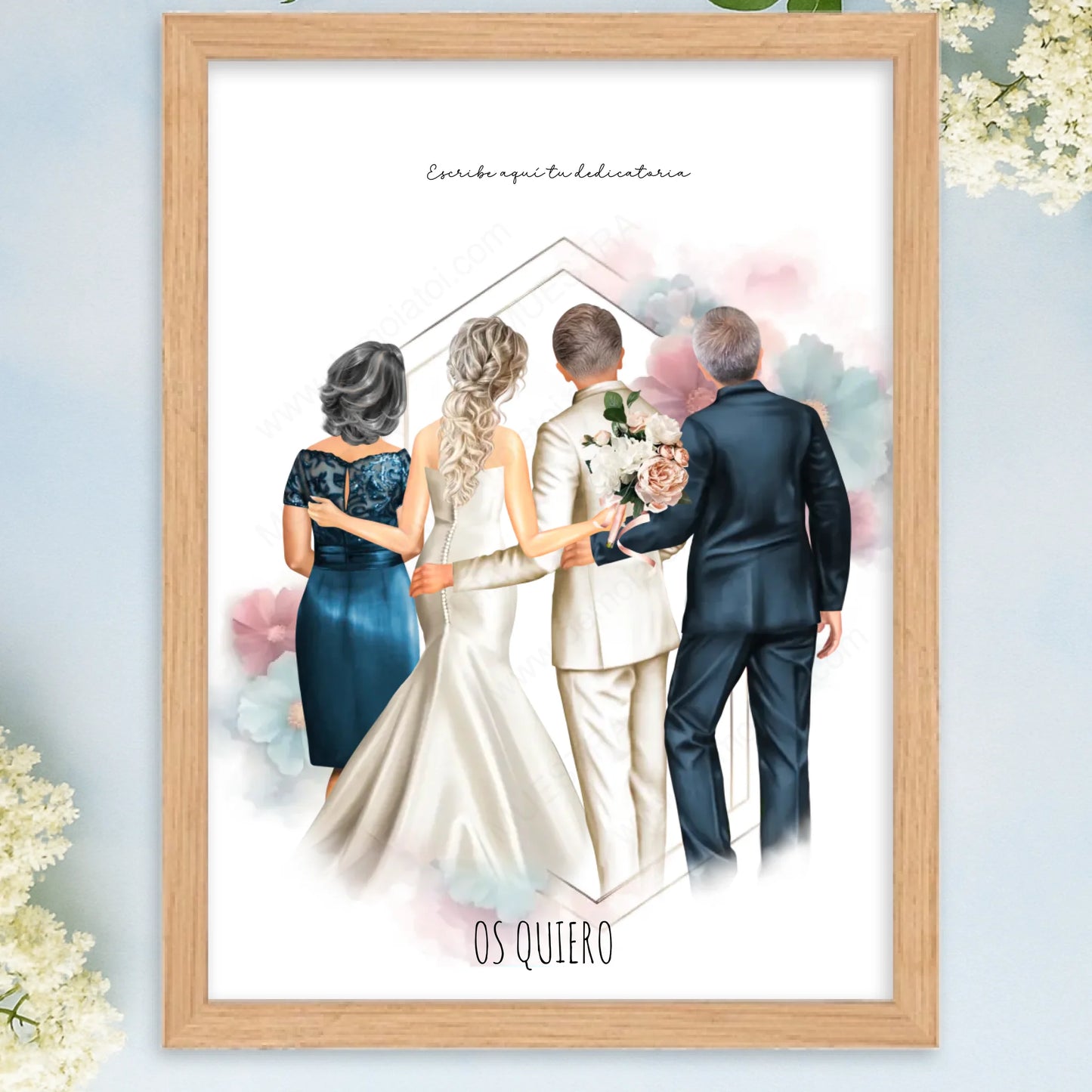 Cuadro personalizado con ilustración boda
