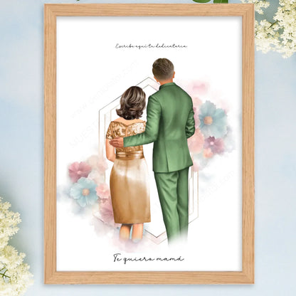 Cuadro personalizado con ilustración mamá