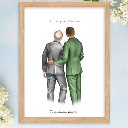 Cuadro personalizado padre con ilustración y dedicatoria