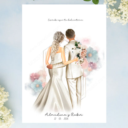 Ilustración personalizada boda novios