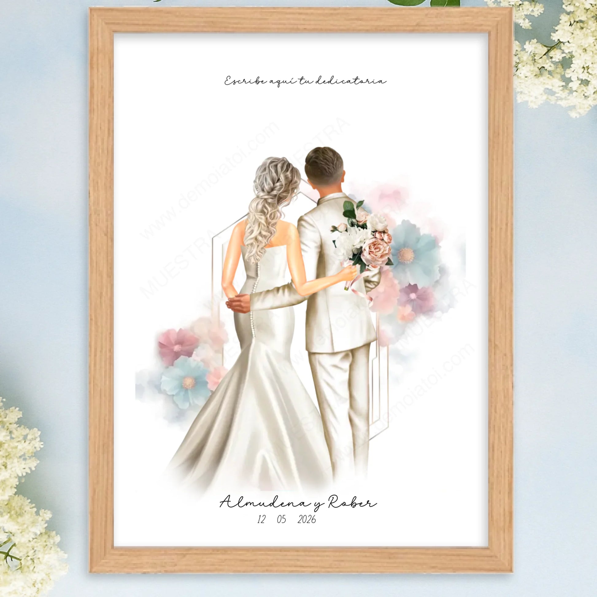 Cuadro personalizado ilustración personalizada boda