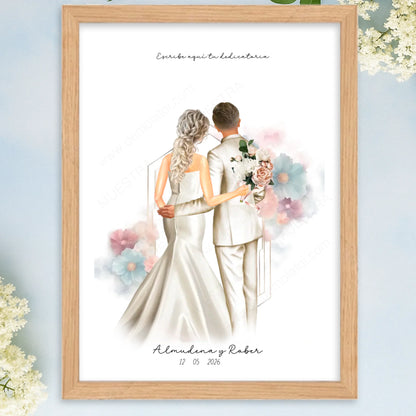 Cuadro personalizado ilustración personalizada boda