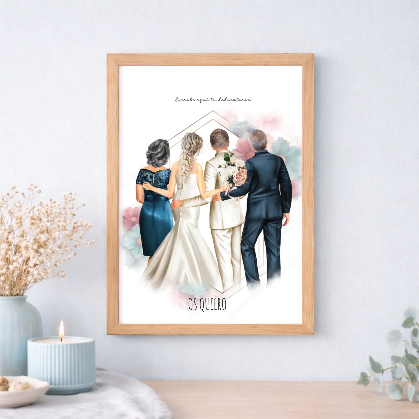 Regalo original boda con ilustración padres