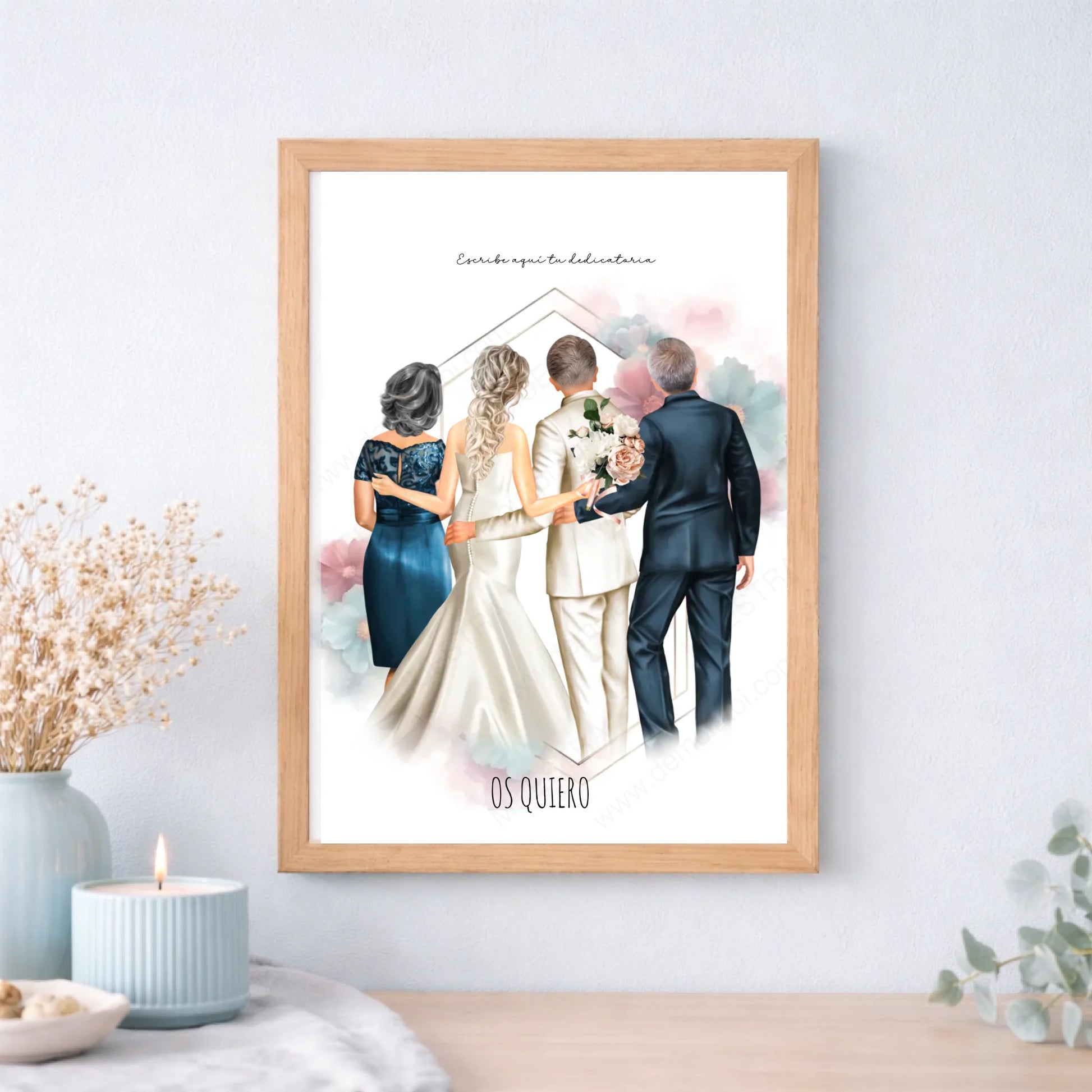 Regalo original boda con ilustración padres