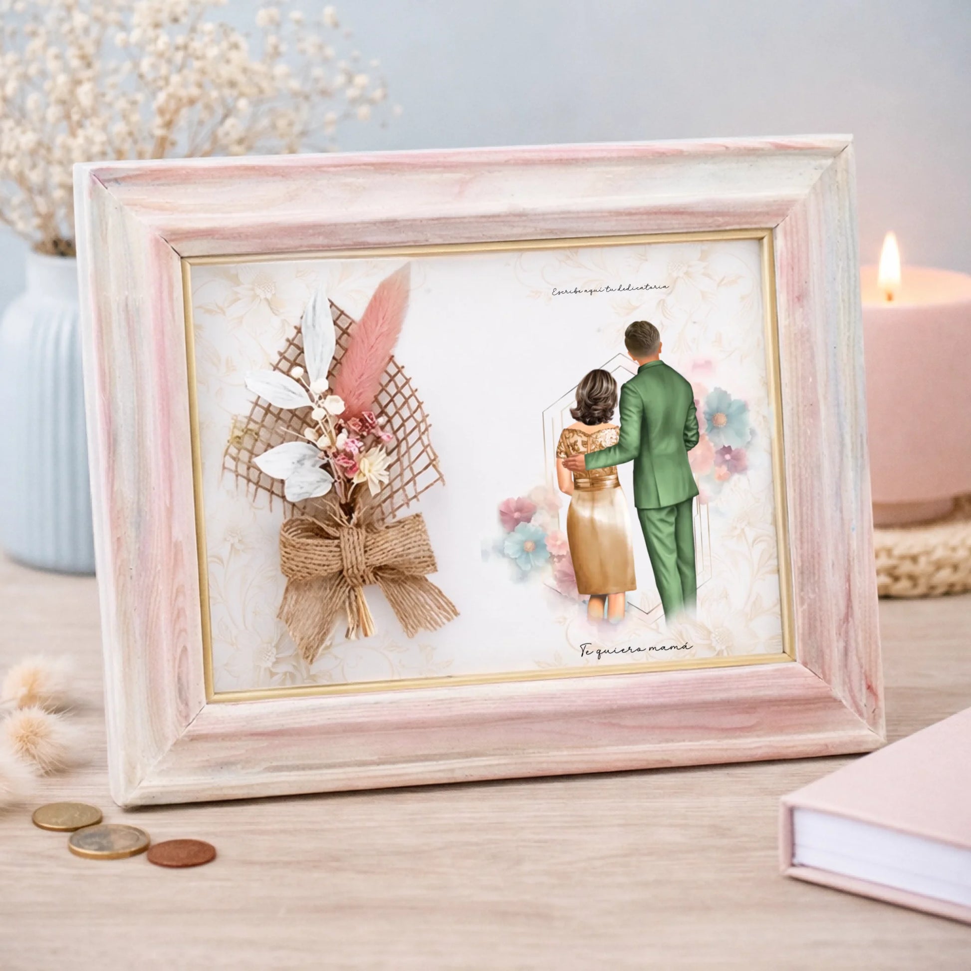 Marco con flores personalizado madrina