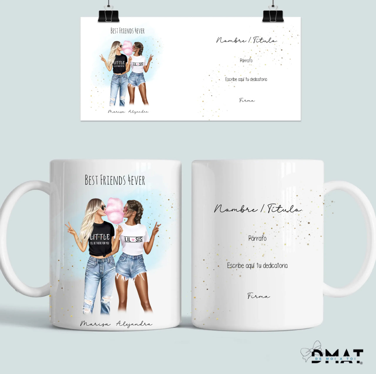 taza ilustración mujeres modernas amistad