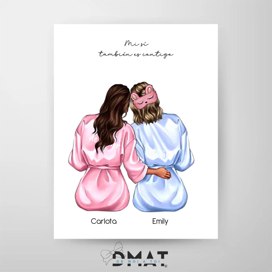 lámina damas de honor con bata – ilustración personalizada – De moi à toi  
