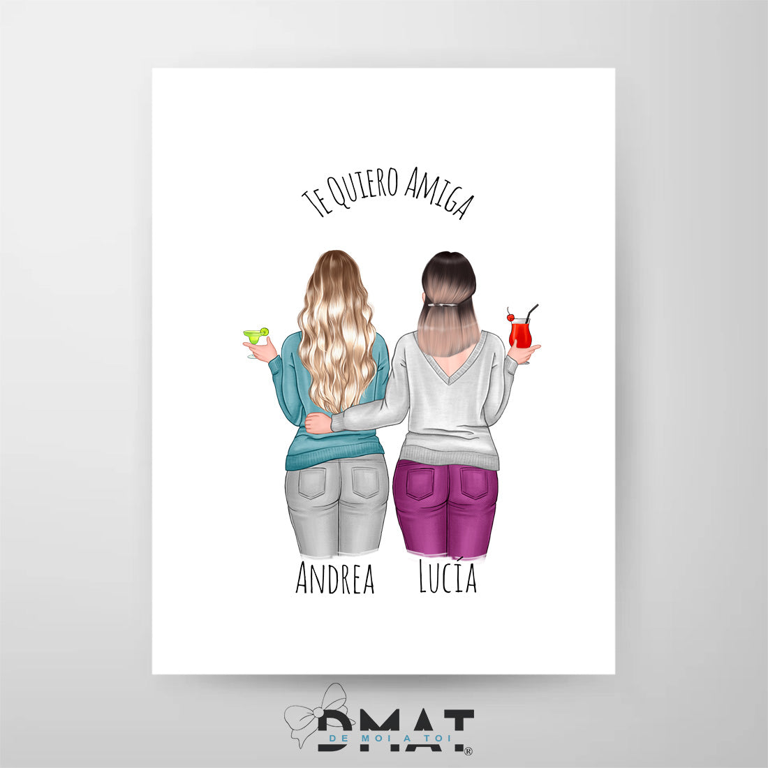  lámina personalizada dos amigas tomando cóctel – De moi à toi  