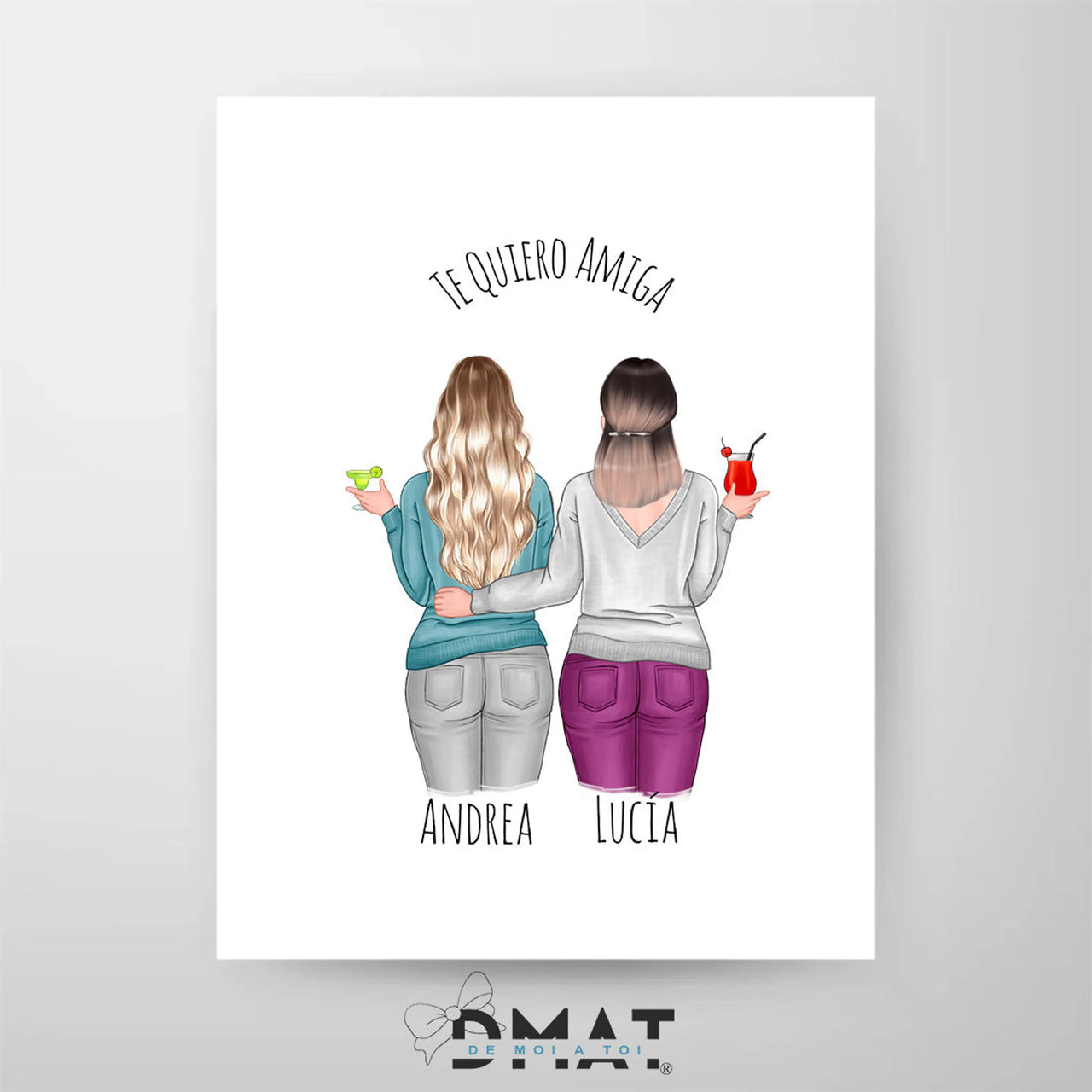  lámina personalizada dos amigas tomando cóctel – De moi à toi  