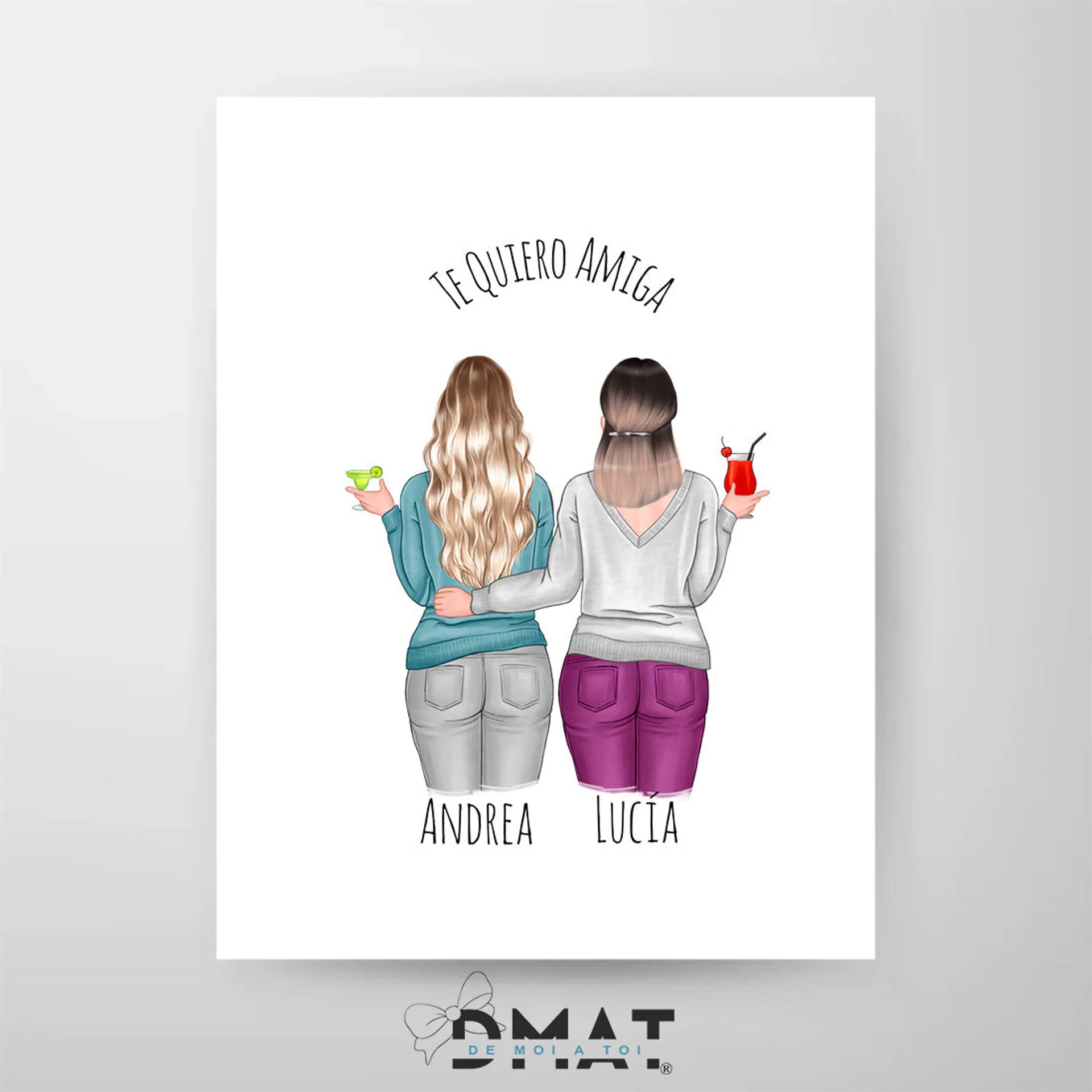  lámina personalizada dos amigas tomando cóctel – De moi à toi  