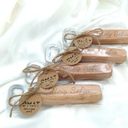 abridor de madera personalizado detalle de bautizo grabado a láser recuerdo natural