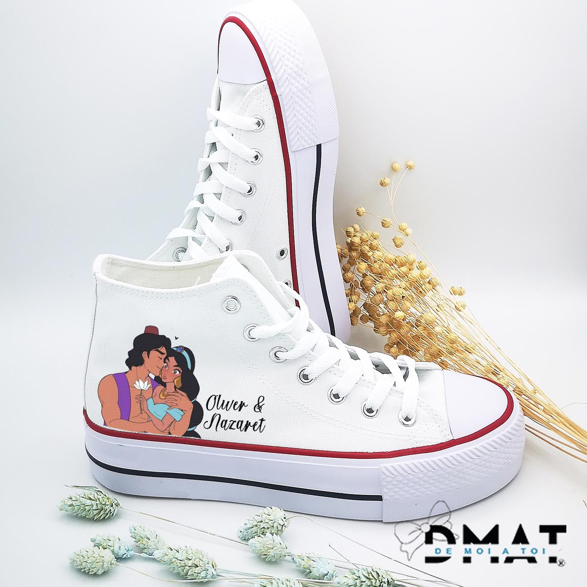 Zapatillas disney personalizadas para bodas - Aladine y Jasmine - De moi a toi