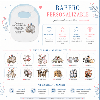 Babero Personalizado «Yo Estuve en...» | Boda, Bautizo y Comunión | Animalitos