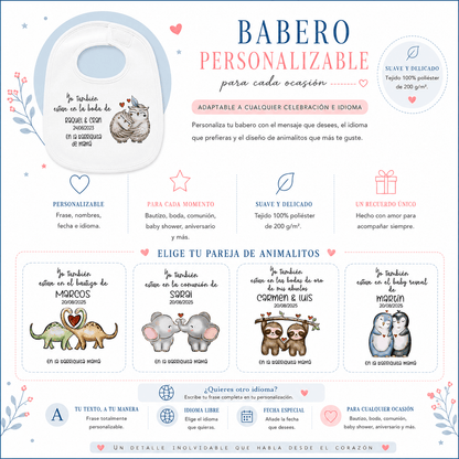 Babero Personalizado «Yo Estuve en...» | Boda, Bautizo y Comunión | Animalitos