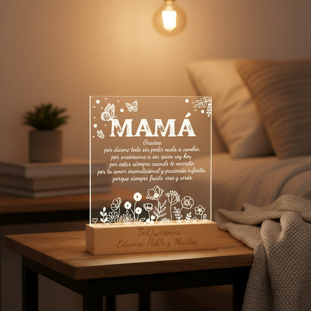 Lámpara de regalo para mamá con texto personalizado - DMAT