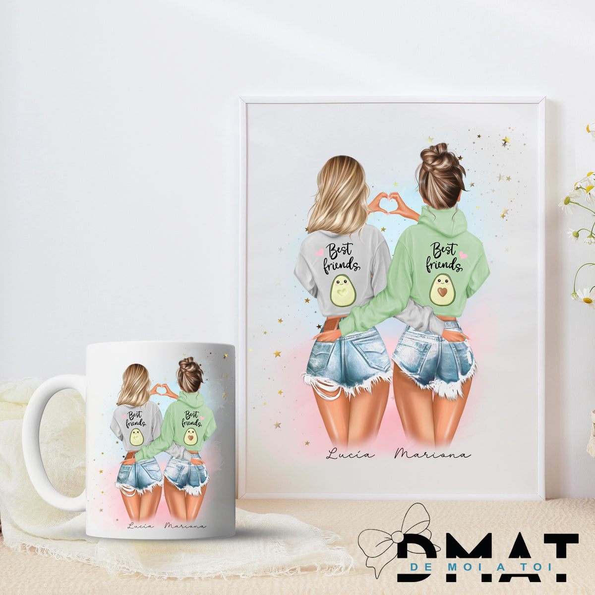 Regalos con Ilustración amigas personalizada - BFF