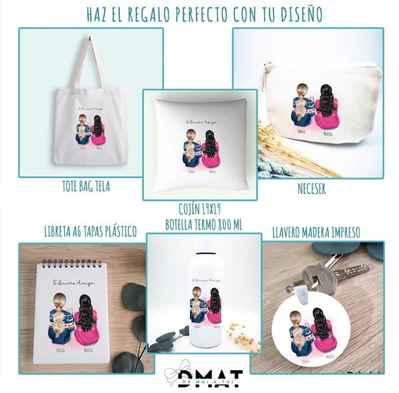 Regalo original para amigas con ilustración personalizada - de moi at oi
