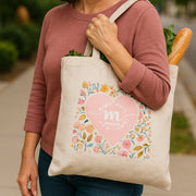 Bolsa tote bag floral personalizada con nombre para mamá
