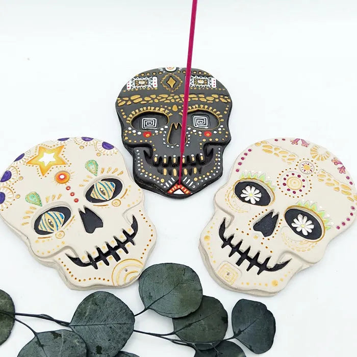 Quemador incienso calavera artesano