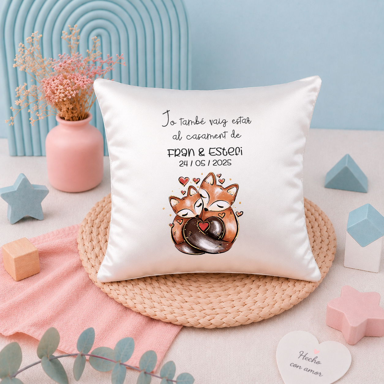 Cojín Personalizado Bebé y Embarazada - Animalitos (19x19 cm)