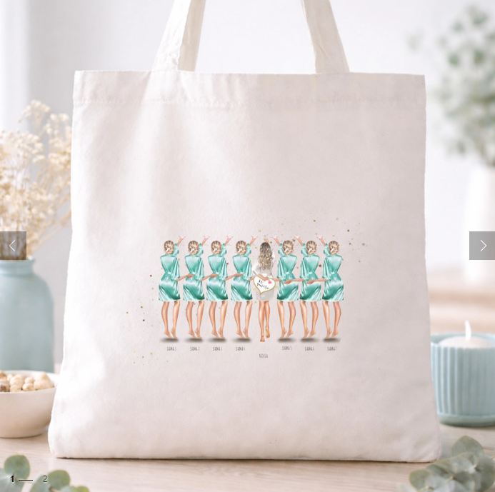 Totebag personalizada para damas de honor – Ilustración editable